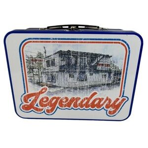 Hooters Restaurant Legendary Tin Blue Lunch Box distressed look Graphics